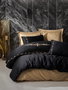 L'essentiel linge de maison Gloria - Gold - Juego de funda de edredón de satén doble en negro y dorado